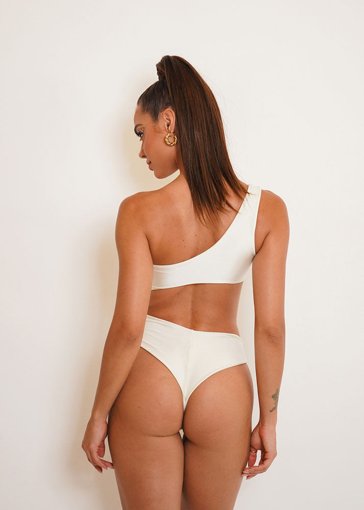 Body Maio Recorte Naked Swimwear Branco Perola Cora